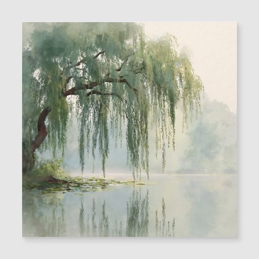Serene Willow Tree Reflection Nature Art (9) Magnetkarte (Vorderseite)
