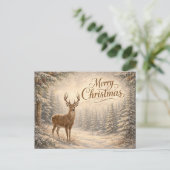 Serene Winter Deer Merry Christmas  Feiertagspostkarte (Stehend Vorderseite)