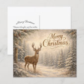 Serene Winter Deer Merry Christmas  Feiertagspostkarte (Vorne/Hinten)