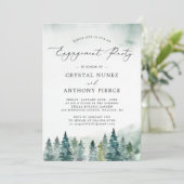 Serene Winter Forest Pine Tree Engagement Party Einladung (Stehend Vorderseite)