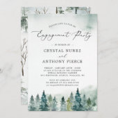 Serene Winter Forest Pine Tree Engagement Party Einladung (Vorne/Hinten)