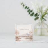Serene Winter Landscape Gold Frame Frosted Rustic Quadratische Visitenkarte (Stehend Vorderseite)