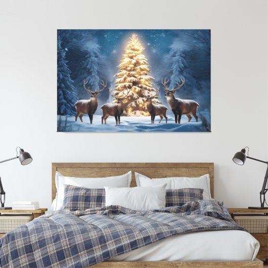 Serene Winter Landschaft mit leuchtenden Weihnacht Leinwanddruck (Insitu (Schlafzimmer))