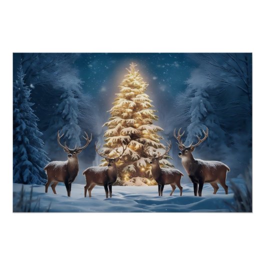 Serene Winter Landschaft mit leuchtenden Weihnacht Poster (Vorderseite)