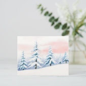 Serene Winter Landschaft mit Pastel Sky Postkarte (Stehend Vorderseite)