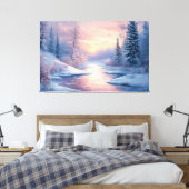 Serene Winter Landschaft mit schneebedeckten Bäume Leinwanddruck (Insitu (Schlafzimmer))