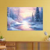 Serene Winter Landschaft mit schneebedeckten Bäume Leinwanddruck (Insitu (Wohnzimmer))