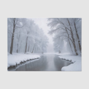 Serene Winter Landschaft mit schneebedeckten Bäume Seidenpapier