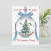 Serene Winter Scene with Hummingbirds Feiertagskarte (Stehend Vorderseite)