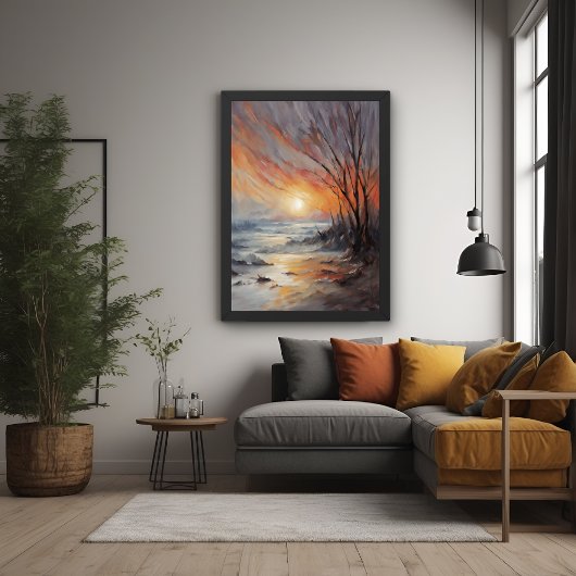 Serene Winter Sunset - Natur Landschaft Kunst, Dic Poster