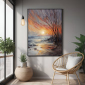 Serene Winter Sunset - Natur Landschaft Kunst, Dic Poster