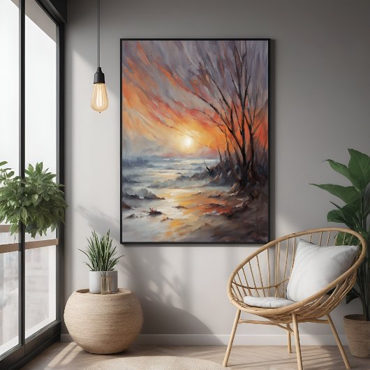 Serene Winter Sunset - Natur Landschaft Kunst, Dic Poster