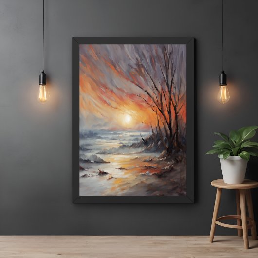 Serene Winter Sunset - Natur Landschaft Kunst, Dic Poster