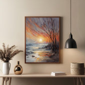 Serene Winter Sunset - Natur Landschaft Kunst, Dic Poster
