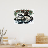 Serene Wolf Familienaase in idyllischer Natur24x18 Poster (Küche)