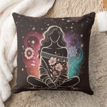 Serene Woman in einem kosmischen Blumentraum