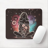 Serene Woman in einem kosmischen Blumentraum Mousepad (Mit Mouse)