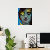 Serene Woman mit Gold Fairylike Butterflies Poster (Heimbüro)
