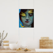 Serene Woman mit Gold Fairylike Butterflies Poster (Küche)