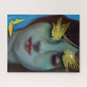 Serene Woman mit Gold Fairylike Butterflies Puzzle (Horizontal)