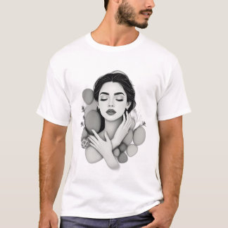 Serene Woman mit Steinen und Pflanze T-Shirt