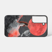 Serene Woman on Cliff under Red Moon Digital Art Samsung Galaxy Hülle (Rückseite (Horizontal))