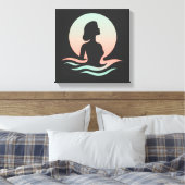 Serene Woman Silhouette in Pastel Waves Leinwanddruck (Insitu (Schlafzimmer))