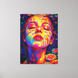Serene Woman Underwater Rainbow Colors Impasto Leinwanddruck