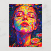 Serene Woman Underwater Rainbow Colors Impasto Postkarte (Vorderseite)