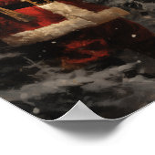 Serene Woodland Black Santa & Deer Poster (Ecke)