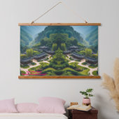 Serene Zen Garden Landscape Tapestry Wandteppich Mit Holzrahmen (Schlafzimmer)