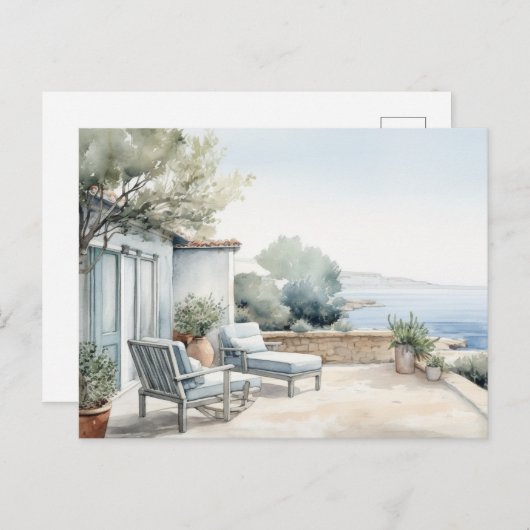 Serene Zypern: Digitalfarben-Kunstdrucke Postkarte (Vorne/Hinten)