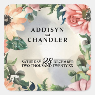 Serener Kranz für den Garten: Pastellfarbene Blume Quadratischer Aufkleber