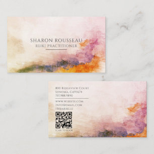 Serener Wasserfarbe-Reiki-Practitioner-QR-Code Visitenkarte