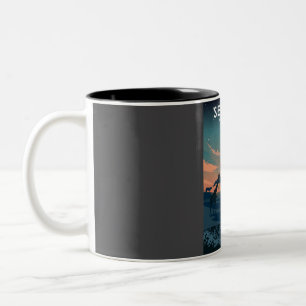 Serengeti Africa Vintag Minimal Retro National Pa Zweifarbige Tasse