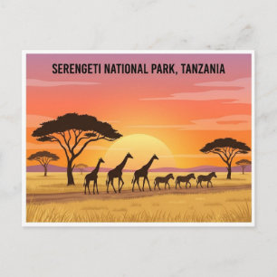 Serengeti-Nationalpark Sonnenuntergang Reise-Postk Postkarte