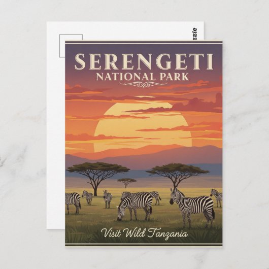 Serengeti Nationalpark Zebra Kunstvoll wandern im  Postkarte (Vorne/Hinten)