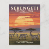 Serengeti Nationalpark Zebra Kunstvoll wandern im  Postkarte (Vorderseite)