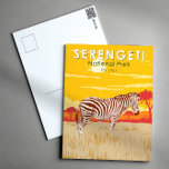 Serengeti Nationalpark Zebra Kunstvoll wandern im  Postkarte<br><div class="desc">Serengeti Vektorgrafik Design. Die Serengeti ist bekannt für die größte jährliche Tierwanderung der Welt.</div>