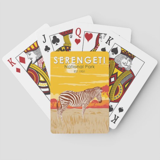 Serengeti Nationalpark Zebra Kunstvoll wandern im  Spielkarten (Rückseite)