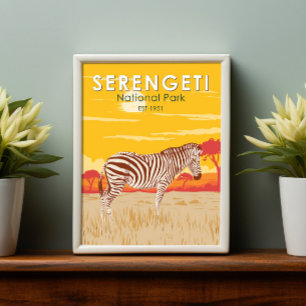 Serengeti-Nationalpark-Zebra-Reise-Kunst-Vintage Poster