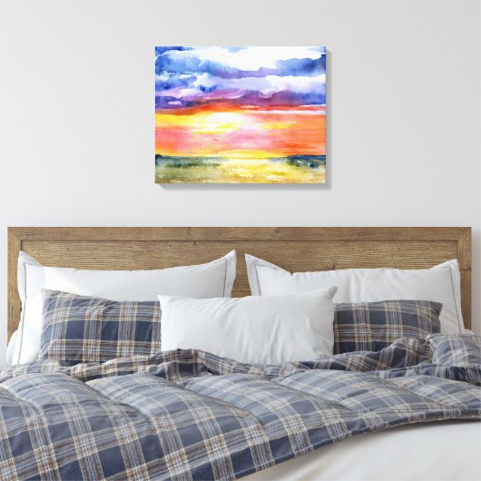 Serengeti Plains, Afrika, Wasserfarbe, Wall Art Leinwanddruck (Insitu (Schlafzimmer))