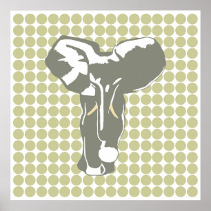 Serengeti Safari Dot mit Pop Art Elephant Poster