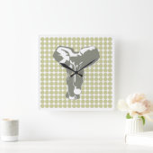 Serengeti Safari Dot mit Pop Art Elephant Quadratische Wanduhr (Zuhause)