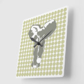 Serengeti Safari Dot mit Pop Art Elephant Quadratische Wanduhr (Winkel)