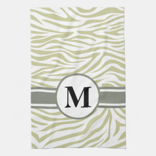 Serengeti Safari Zebra mit Monogramm Geschirrtuch