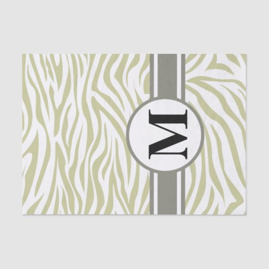 Serengeti Safari Zebra mit Monogramm Seidenpapier (Vorderseite)
