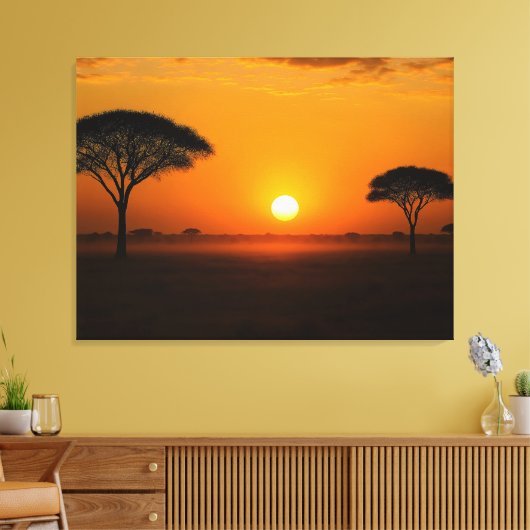 Serengeti Sonnenuntergang über der Graslandschaft Leinwanddruck (Insitu (Wohnzimmer))