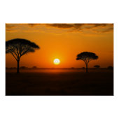 Serengeti Sonnenuntergang über der Graslandschaft Poster (Vorderseite)