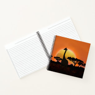 Serengeti Sunset Giraffe   Afrikanische Safari Notizblock